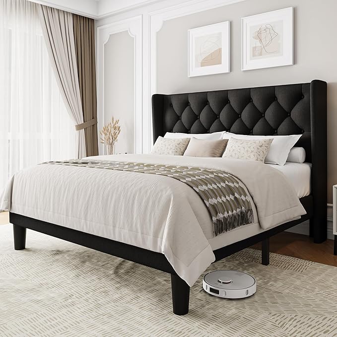 Einhomn Black Queen Size Platform Bed Frame by Einhomn