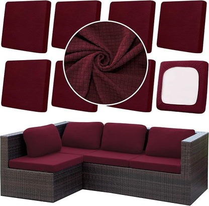 8Pcs Outdoor Cushion Covers, Elastic Patio Cushion Covers | Washable, by dreahoteztil