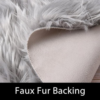 Latepis Round 3ft Small Fur Rug Grey Fluffy Faux Sheepskin Cute Circle Rugs - Image 4