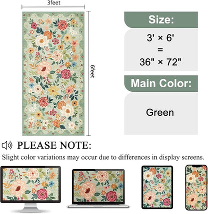 DUKINO 3x6 Runner Rug, Non Slip Floral Washable Rug - Image 2