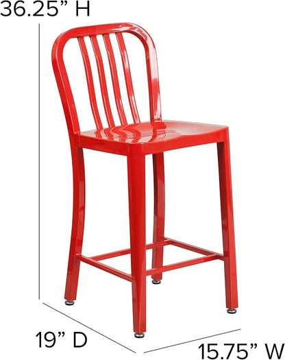 Flash Furniture Gael Commercial Grade 2 Pack 24" High Red Metal Indoor-Outdoor - Image 3
