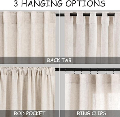 Beige Farmhouse Curtains 30 Inch Length - Image 2