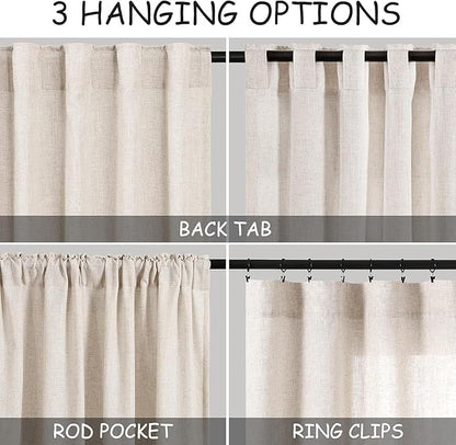 Kitchen Curtains Linen 36 Inch Length Beige Farmhouse Small Cafe Curtains Semi - Image 2