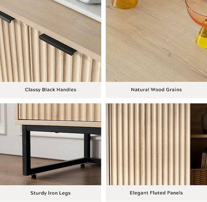 EYYTHUNG Fluted Storage Cabinet Set of 2, Sideboard Buffet Cabinet Modern - Image 5