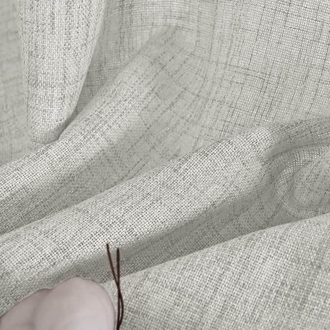 YoungsTex Light Grey Linen Curtains 63 Inches Long 2 Panels | Textured Light - Image 9