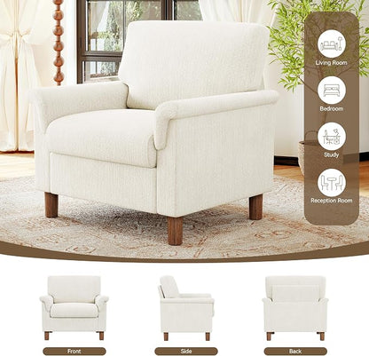 Mid Century Modern Accent Chair, Chenille Comfy Living Room Arm Chairs - Image 9