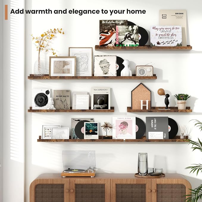 Fun Memories Picture Ledge Shelves Set of 2, 48 Inch Rustic Wall Mounted - Image 7