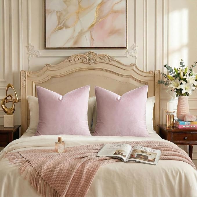 GIGIZAZA Sweet Lilac Velvet Throw Pillow Covers 20x20 Pack of 2 | Decorative - Image 7