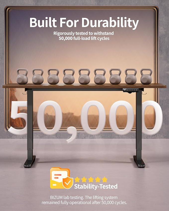 BIZUM Electric Standing Desk 63 x 24 Inch Computer Desk-Gaming Desk Dark Walnut - Image 8