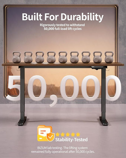BIZUM Electric Standing Desk 63 x 24 Inch Computer Desk-Gaming Desk Dark Walnut - Image 8
