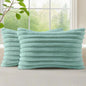 decorUhome Fall Faux Fur Throw Pillow Covers 12x20 Set of 2 Aqua | Decorative by decorUhome
