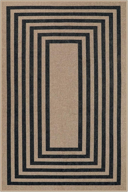 Lahome Enfys Modern Geometric Easy Jute Entryway Rug, 4x6 Black Washable Carpet - Image 8
