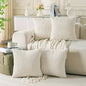 Set of 4 Cream White Decorative Throw Pillow Covers 18x18 Inch Corduroy Pillow by Cozoomy