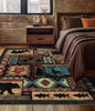 Rustic Cabin Area Rug 4x6, Machine Washable Lodge Bear Rug, Non-Slip Low Pile by YIHOUSE