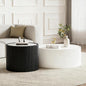 2-Piece Round Nesting Coffee Table Set, 29.52" Marble Coffee Table and End by Henf