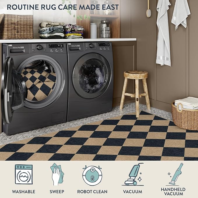 Lahome Checkered Easy Jute Non Slip Runner Rug, 2x6 Kitchen Runner Rug Washable - Image 5