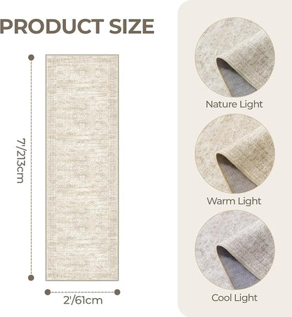 2x7 Runner Rug Non Slip, Washable Hallway Runner Rug, Nursery Room, Soft Runner - Image 2