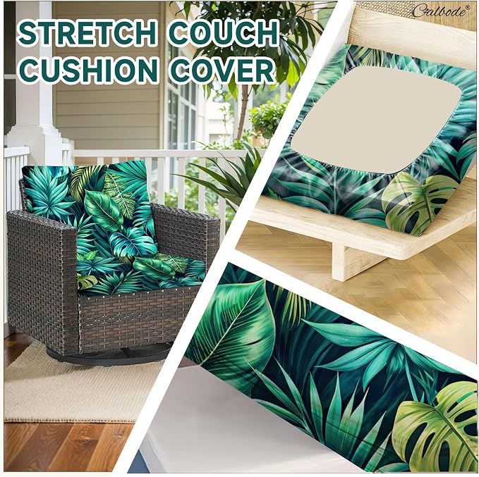 CALBODE Stretch Outdoor Seat Cushion Covers, Washable Reusable, Indoor/Outdoor - Image 3