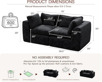 GRUSIGN 79'' Oversized Cloud Sectional Boneles Loveseat - Image 2