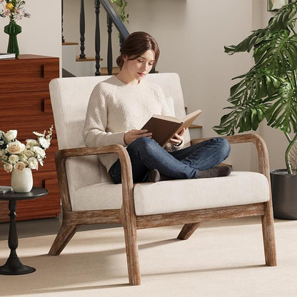 ELUCHANG Modern Accent Chairs Set of 2, Upholstered Reading Arm Chair - Image 3