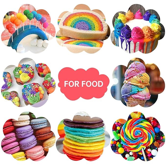 Food Coloring Liquid Food Dye Water Based Food Color 6 Colors x 20 ml Herbeklab Concentrated Food Coloring for Slime Baking Icing Cake Decorating Easter Egg - 4.06 Fl Oz