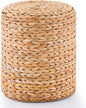 Wimarsbon Round Pouf Ottomans, Handwoven Natural Water Hyacinth Seagrass Pouffe by Wimarsbon