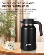 51 Oz Carafes for Hot Liquid, Stainless Steel Insulated Vacuum Thermal Coffee Carafes For Keeping Hot, 1.5 Liter Coffee Dispenser（Black)
