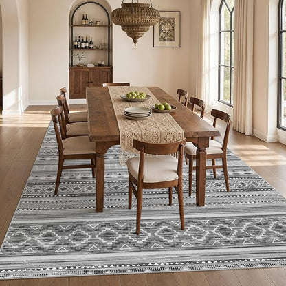cotiled Boho 9x12 Area Rug for Living Room: Large Moroccan Washable Rug | Stain - Image 7