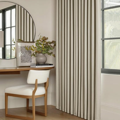 Burlywood Birch Pleated Blackout Linen 108 Inch Long Curtains 60 Inch Wide | - Image 8