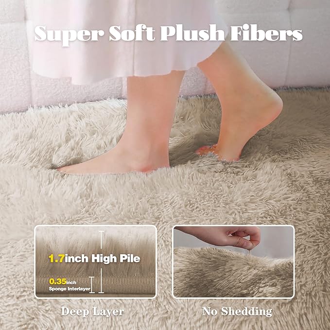 5x8 Area Rug for Living Room: Fluffy Shag Soft Washable Rugs Fuzzy Plush Indoor - Image 3