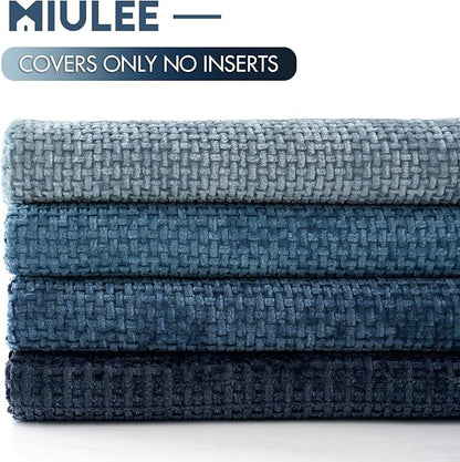 MIULEE Soft Decorative Chenille Pillow Covers Blue Series 16x16 Pack of 4 | - Image 6