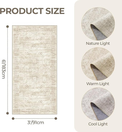 3x6 Runner Rug Non Slip, Washable Hallway Runner Rug, Nursery Room, Soft Runner - Image 2