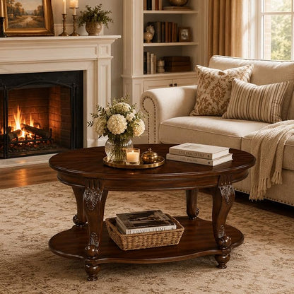 LKTART 42" Vintage Oval Coffee Table - Image 2