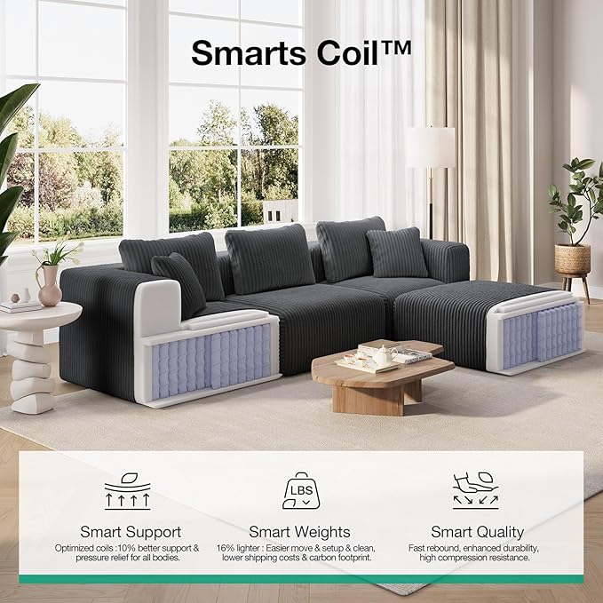 Novilla Modular Sectional Sofa, Modern Cloud Sectional Couch - Image 3