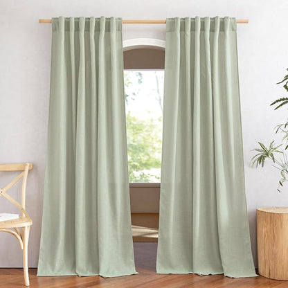 NICETOWN Sage Green Curtains for Living Room, Rod Pocket & Back Tab Natural by NICETOWN