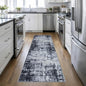 2.6x10 Washable Runner Rug:Modern Abstract Soft Carpet Dark Black | by FXRHLP