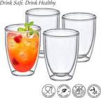 Amazing Abby - Andes - 12-Ounce Insulated Plastic Tumblers (Set of 4), Double-Wall Plastic Drinking Glasses, All-Clear Reusable Plastic Cups, BPA-Free, Shatter-Proof, Dishwasher-Safe