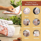 Maison d' Hermine Pot Holders Set 100% Cotton Heat Resistant Potholders 8" x 8" Hot Pads with Loop BBQ, Cooking, Baking, Grilling, Kitchen, Handling Hot Pans (Pack of 2, Giving Thanks)