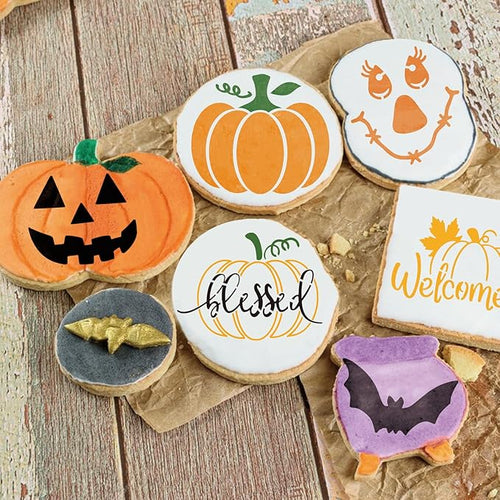 45Pieces Christmas Halloween Fall Thanksgiving Cookie Stencils Reusable Holiday DIY Baking Cake Templates Stencil for Food Dessert Craft (45 Holiday)