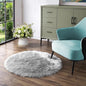 Latepis Grey Area Round Area 5ft Circle Fur Rug by Latepis