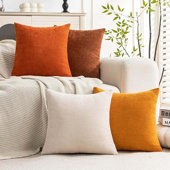 Set of 4 Soft Textured Decorative Throw Pillow Covers 24x24 Inch Cozy Farmhouse - Image 2