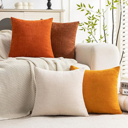 Set of 4 Soft Textured Decorative Throw Pillow Covers 24x24 Inch Cozy Farmhouse - Image 2