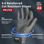 Schwer Ultimate Cut Resistant Gloves Beyond ANSI A9, Reinforced Stainless Steel Glove, Food Grade Mesh Metal Gloves for Butcher Meat Cutting, Oyster Shucking, Mandoline, PR1708 (L, 50 Pairs)