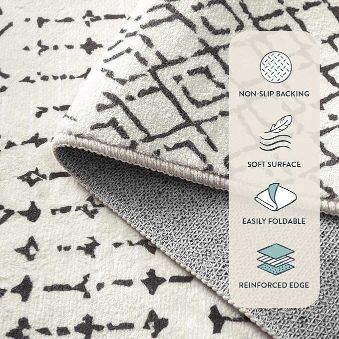 Lahome Moroccan Runners for Hallways 2x8 Beige Washable Runner Rug Non-Slip - Image 6