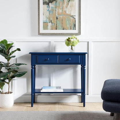 Leick Home Coastal Console Table, Solid Wood, 2 Storage Drawers, Bottom Display - Image 2