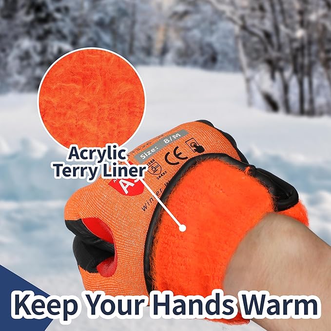 Schwer FreezeGuard-X Winter Work Gloves for Men and Women, ANSI A9 Cut Resistant Gloves for Extreme Protection, Freezer Glove With Super Grip, Thermal Insulated, Non PFAS, PM3326-W (XXL,2 Pairs)