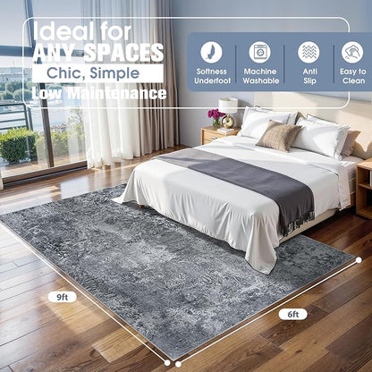 Aelenmu 6x9 Area Rugs for Living Room Washable Bedroom Dining Room Black | - Image 2