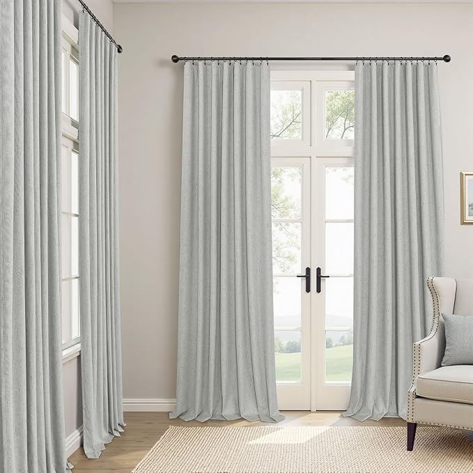 Pitalk 63 Inch Length Curtains for Living Room Black Out 2 Panel Faux Linen - Image 7