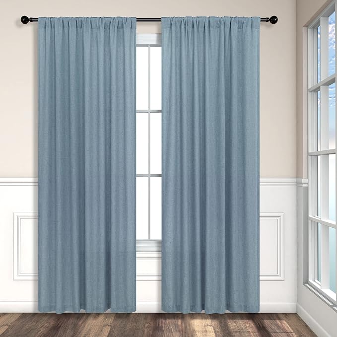 Blue Linen Curtains 84 Inch Length - Image 8