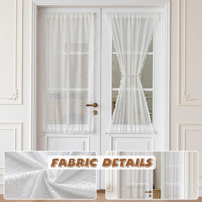 Sutuo Home White French Door Curtains 72 Inches Long - Image 4